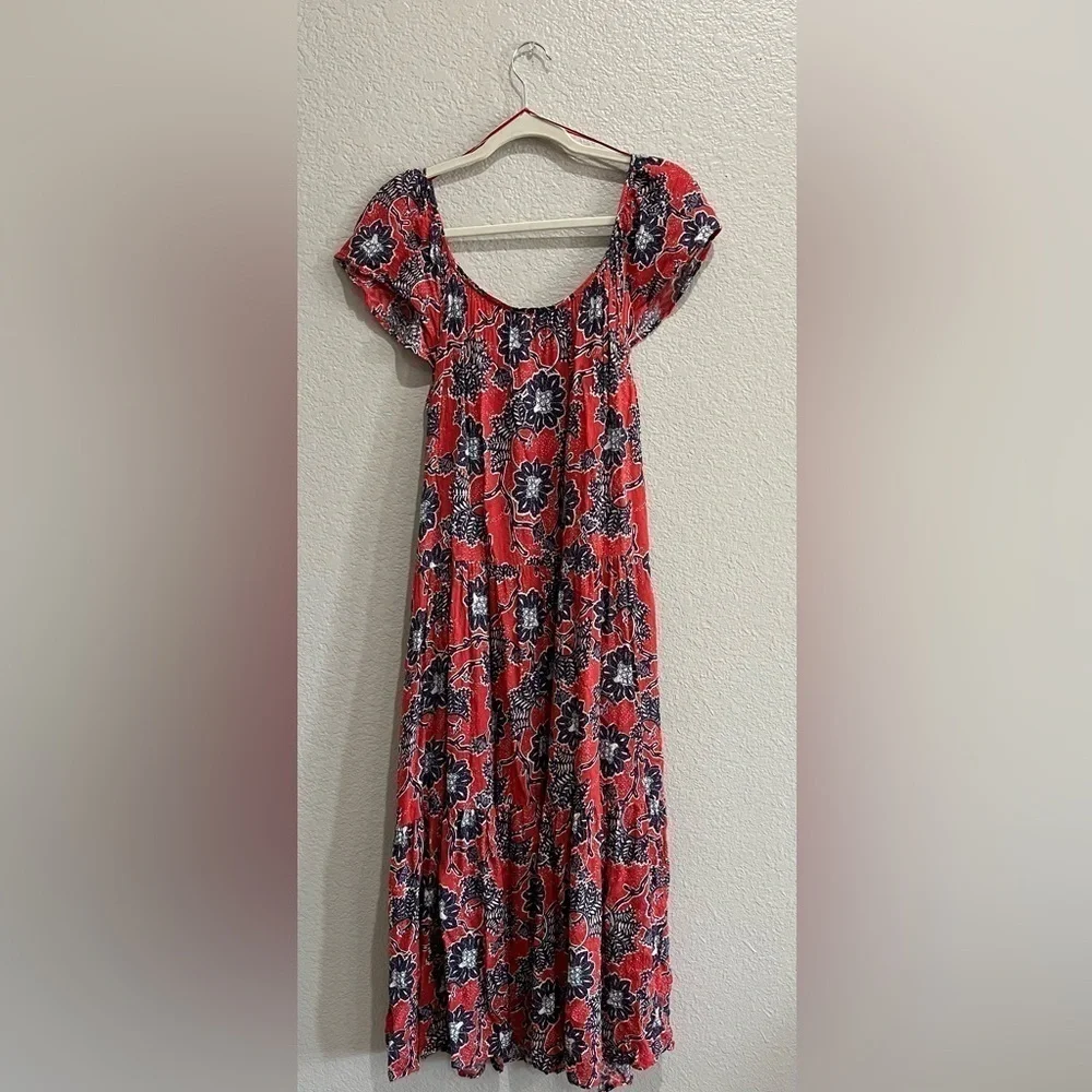 Knox Rose Red Floral Dress Sz M Cruise wear, nautical, tropical, bright TC0627